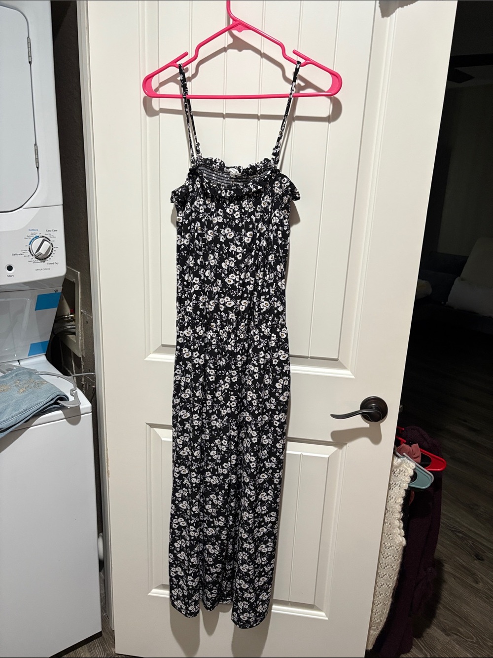 Maurices Black Floral Smocked Romper Jumpsuit